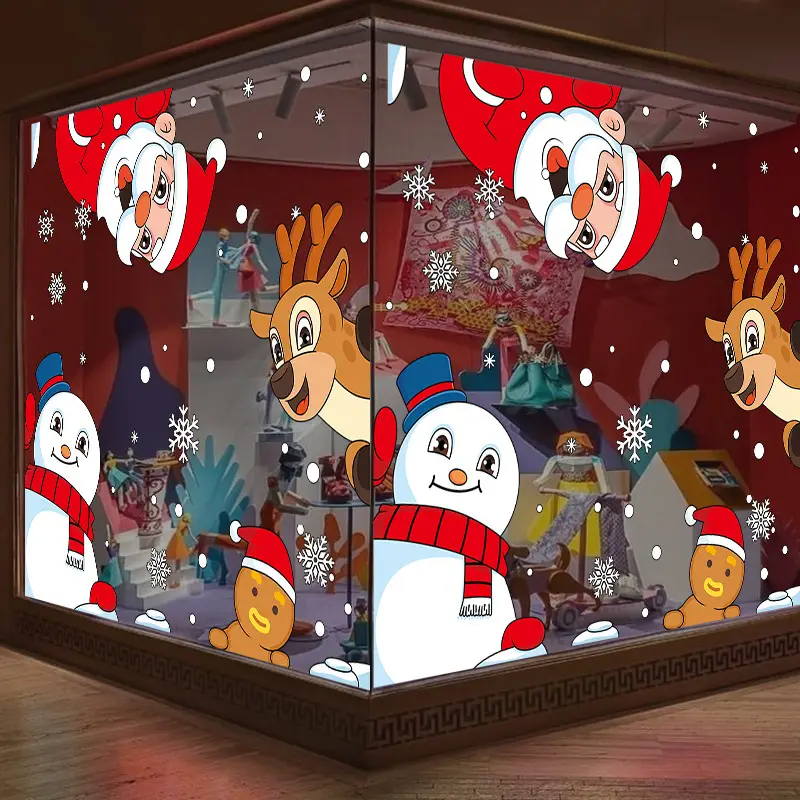 Christmas Window Decor with Snowman Electrostatic Stickers - Image 5