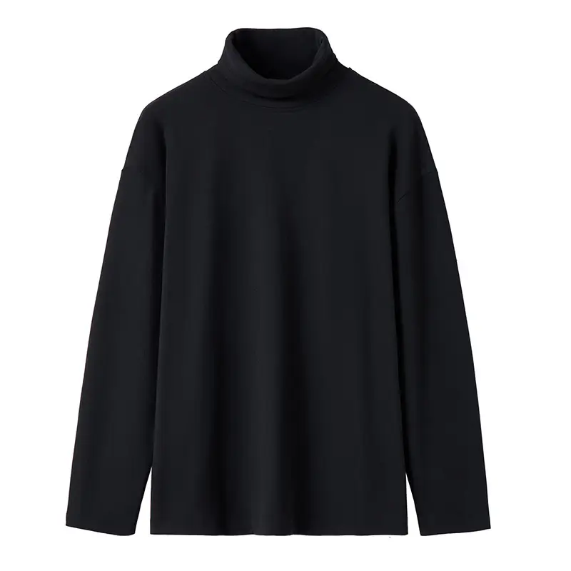 Men Velvet High Neck T-Shirt Olive Green Long Sleeve - Image 3