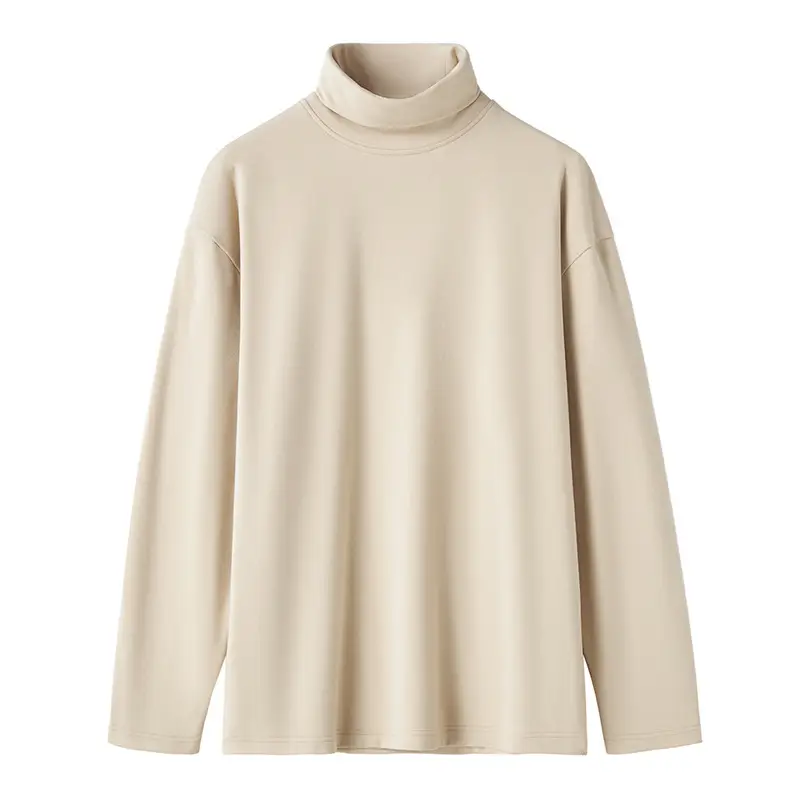 Men Velvet High Neck T-Shirt Olive Green Long Sleeve - Image 4