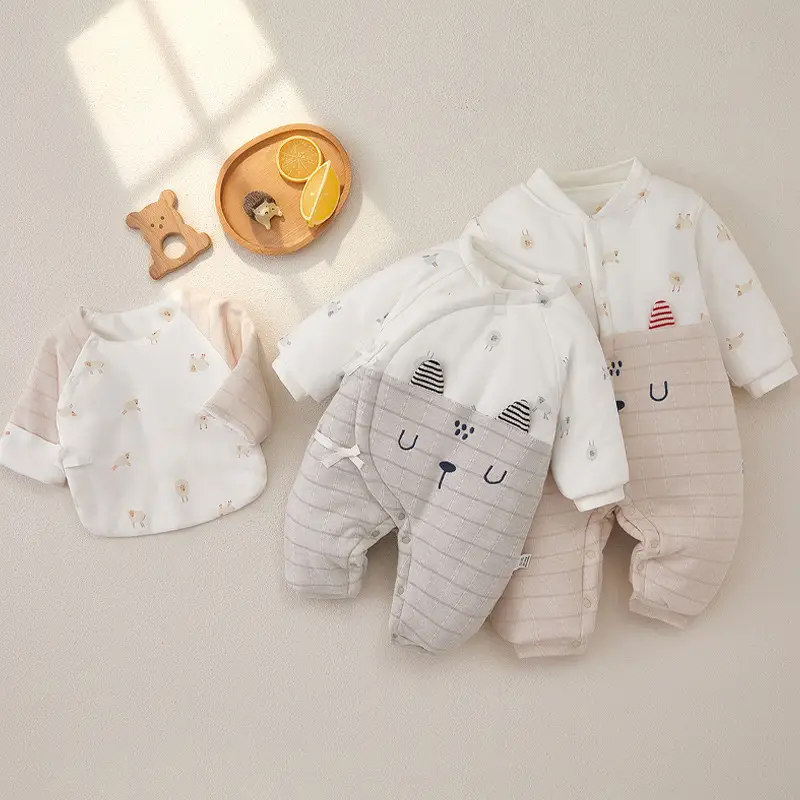 Baby Quilted Jumpsuit Set White Grey Newborn Comfortwear