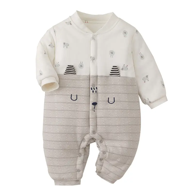 Baby Quilted Jumpsuit Set White Grey Newborn Comfortwear