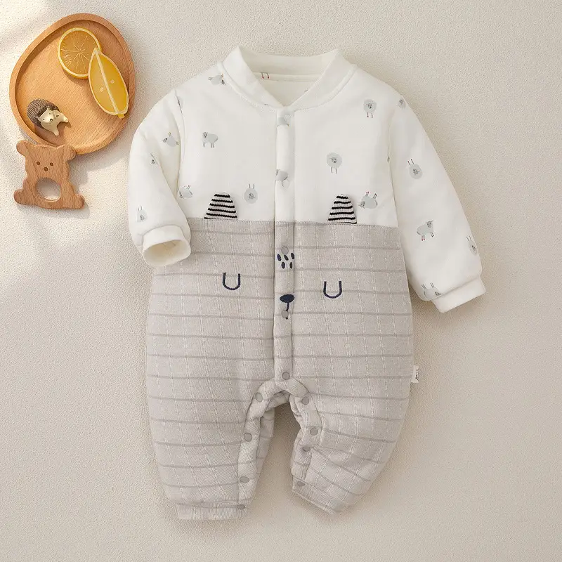 Baby Quilted Jumpsuit Set White Grey Newborn Comfortwear