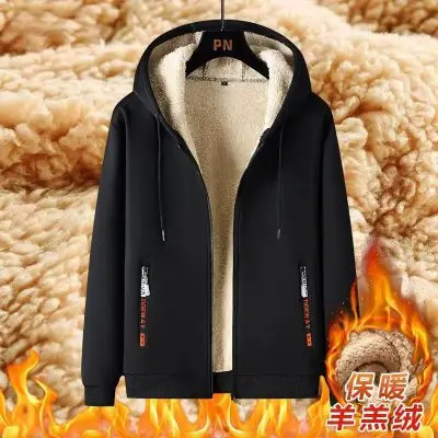 Men Black Fleece Hoodie Pants Set Casual Two Piece