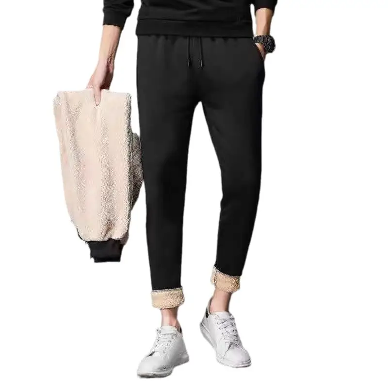 Men Black Fleece Hoodie Pants Set Casual Two Piece