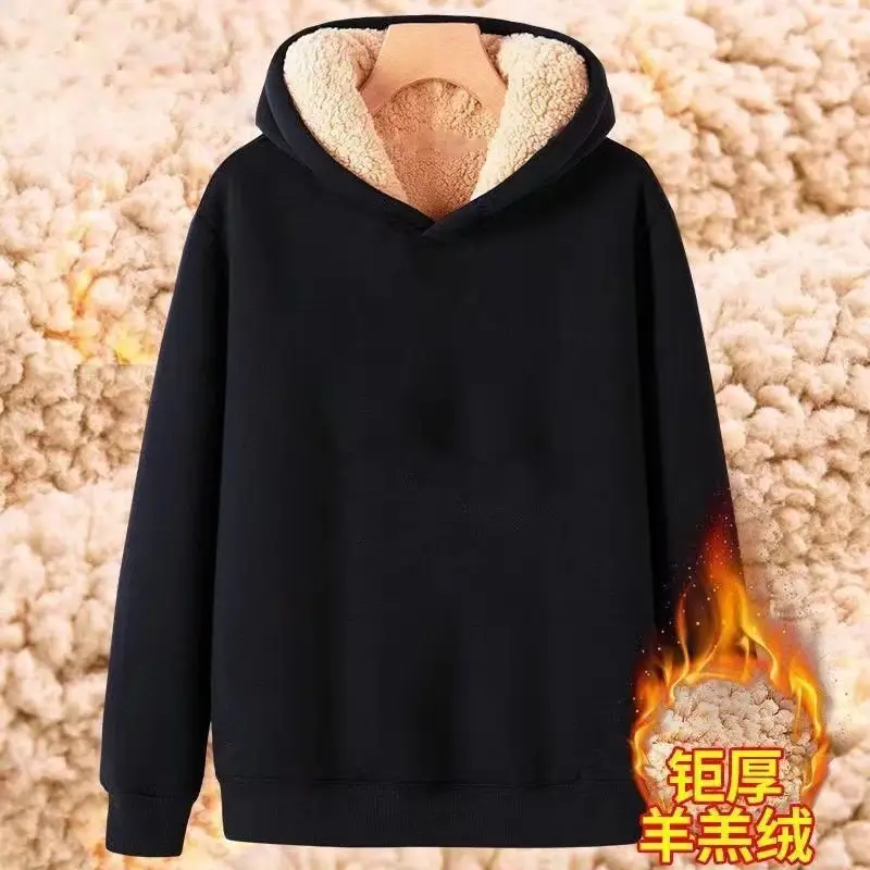 Men Black Fleece Hoodie Pants Set Casual Two Piece