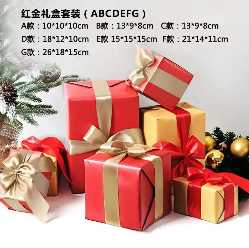 Christmas Gift Boxes Stackable Golden Brown Decorative Set - Image 3