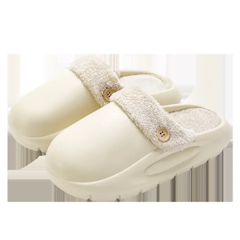 Waterproof thick-soled cotton slippers for women's autumn and winter wear non-slip for couples household indoor and household detachable cotton slippers for men - Image 9