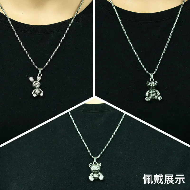 Titanium Steel Cartoon Bear Necklace Rabbit Pendant Wholesale - Image 6