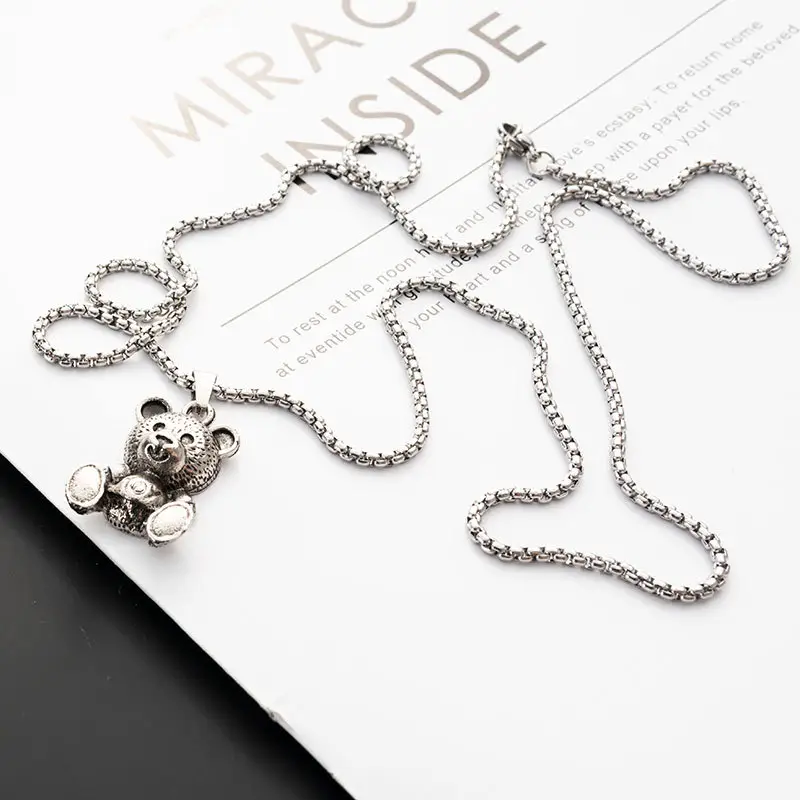 Titanium Steel Cartoon Bear Necklace Rabbit Pendant Wholesale - Image 7