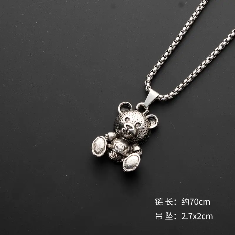 Titanium Steel Cartoon Bear Necklace Rabbit Pendant Wholesale - Image 3