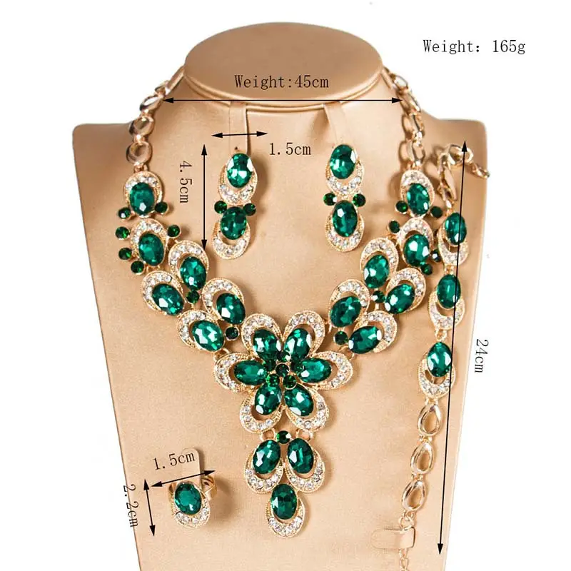 Exaggerated Crystal Flower Necklace Set for Women - Image 7