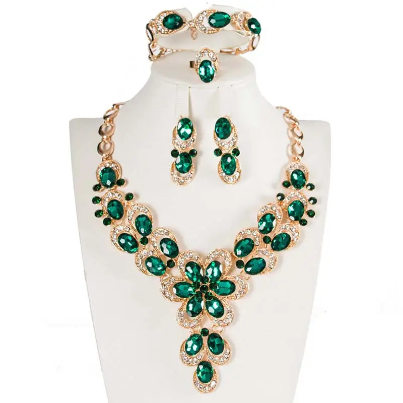 Exaggerated Crystal Flower Necklace Set for Women - Image 8
