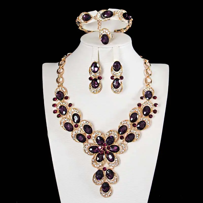 Exaggerated Crystal Flower Necklace Set for Women - Image 6