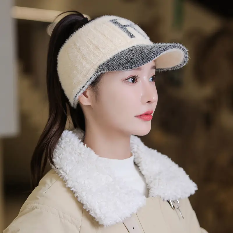 Women Letter Knitted Woolen Hat Red Black Winter Warm - Image 6