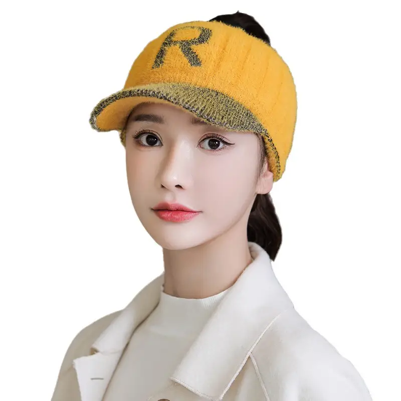 Women Letter Knitted Woolen Hat Red Black Winter Warm - Image 8