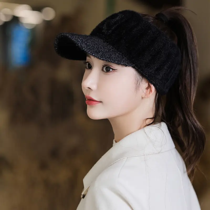 Women Letter Knitted Woolen Hat Red Black Winter Warm - Image 2
