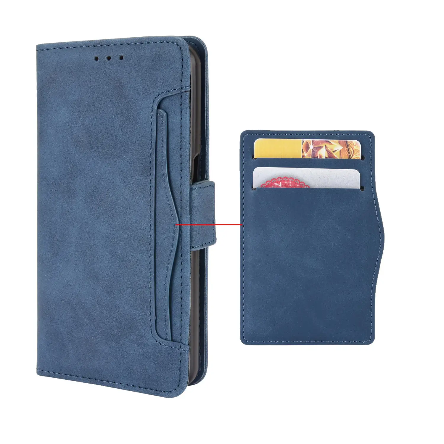 Red Leather V25 Mobile Phone Case with 4 Card Slots