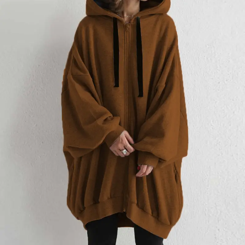 2023 Women Grey Hooded Zipper Sweater Set - Image 5