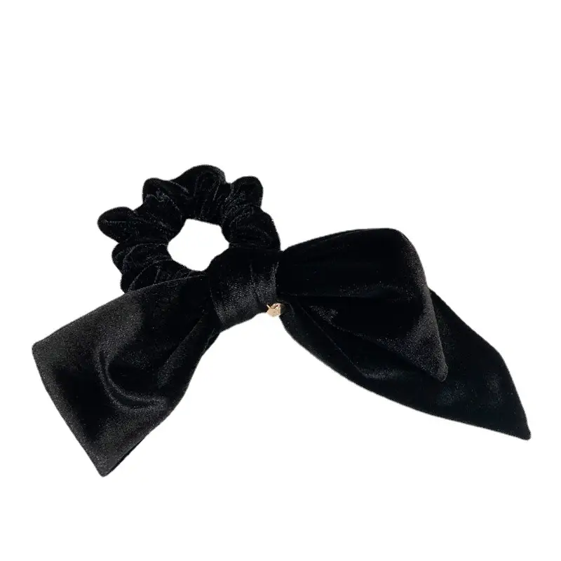 Black Velvet Bow Hair Ring for Women