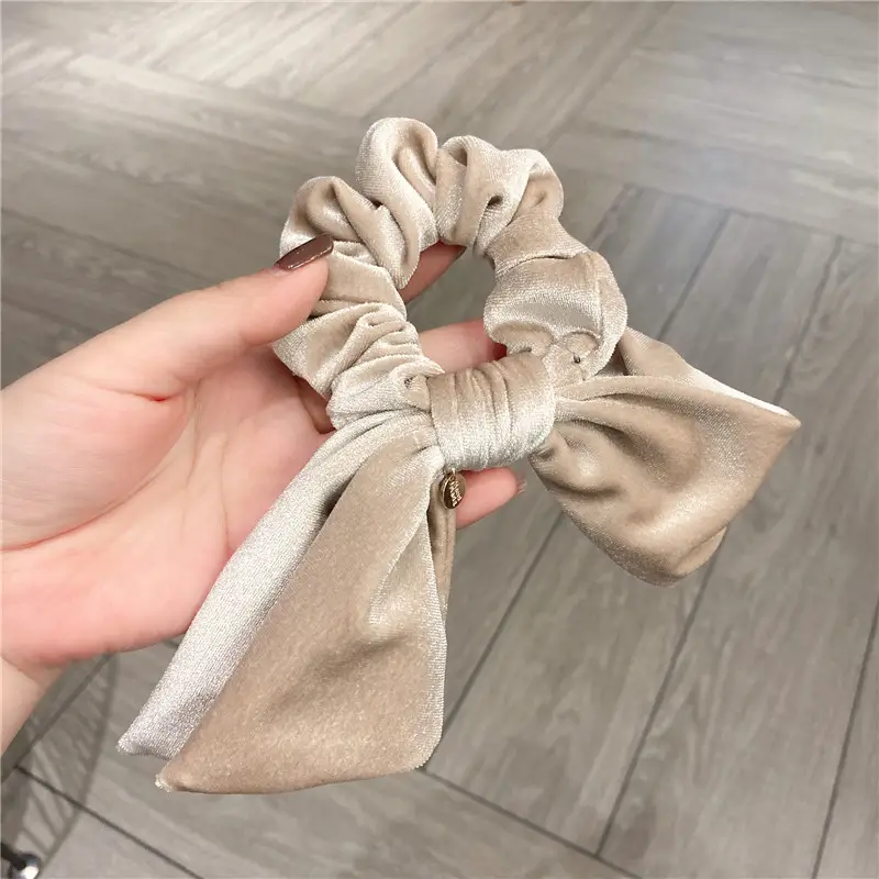 Black Velvet Bow Hair Ring for Women