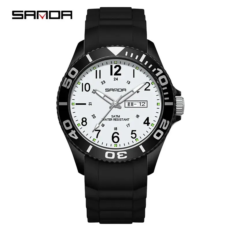 Sanda Quartz Watch for Men Women White Silicone Strap Waterproof