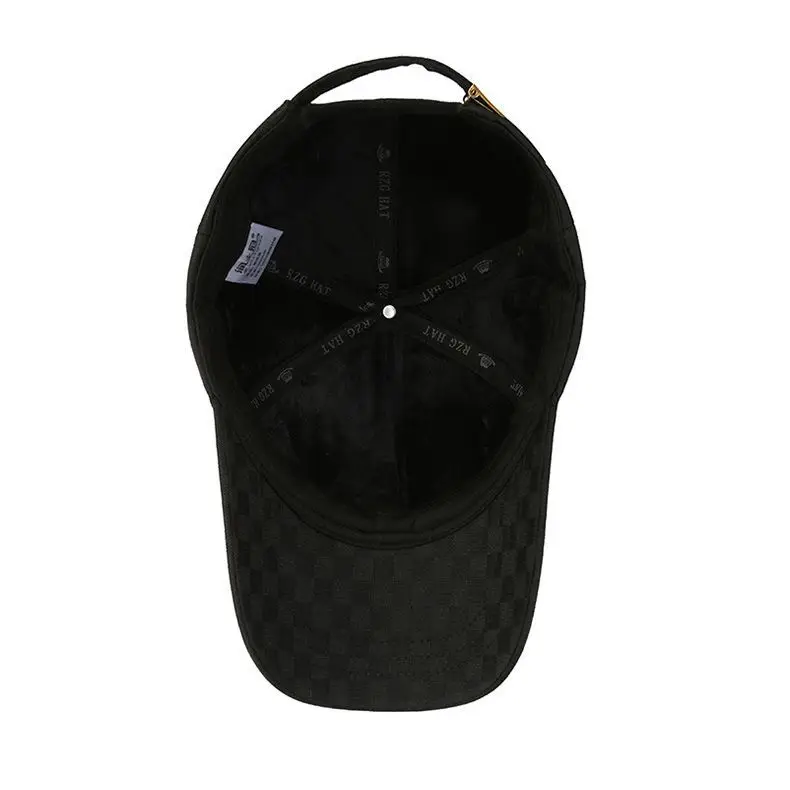 Winter Men's Black Plaid Fleece Lined Baseball Cap - Image 8
