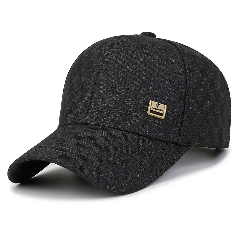 Winter Men's Black Plaid Fleece Lined Baseball Cap - Image 2