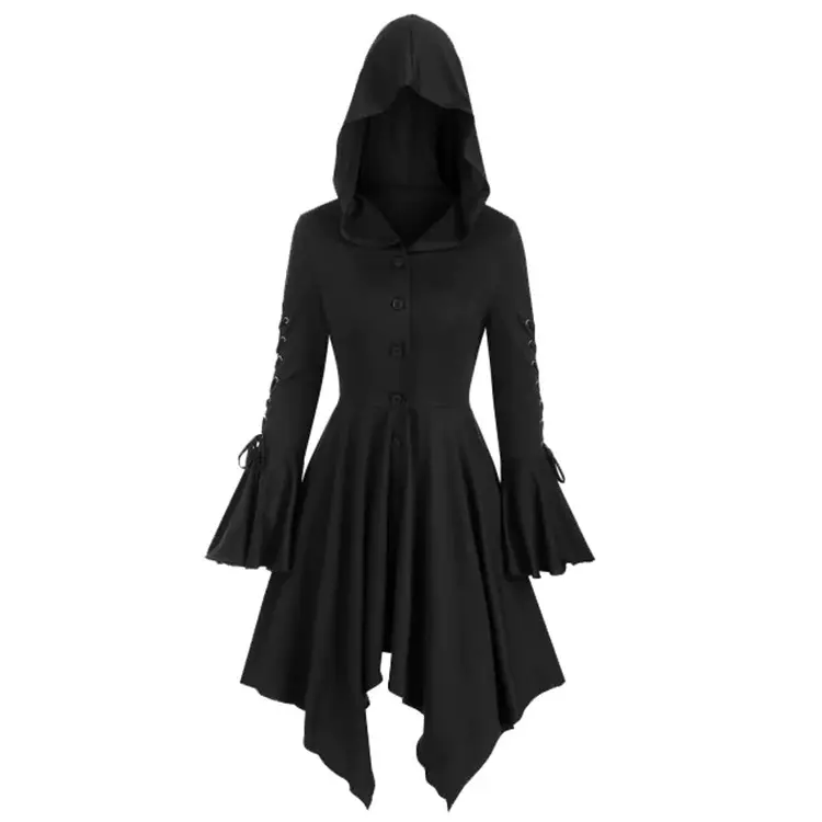 Purple Hooded Lace-Up Cardigan with Flared Sleeves - Image 3