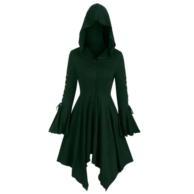 Purple Hooded Lace-Up Cardigan with Flared Sleeves - Image 2