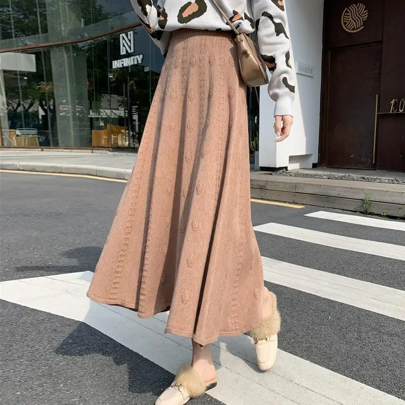 Women Thickened Knitted Skirt Winter Warm Solid Color - Image 4