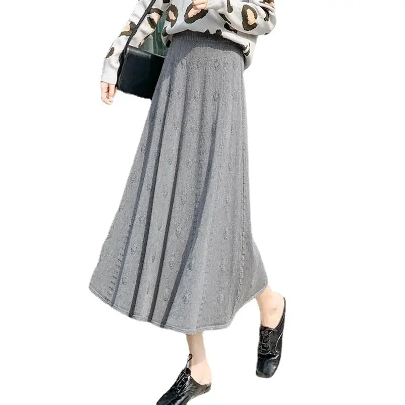 Women Thickened Knitted Skirt Winter Warm Solid Color - Image 6