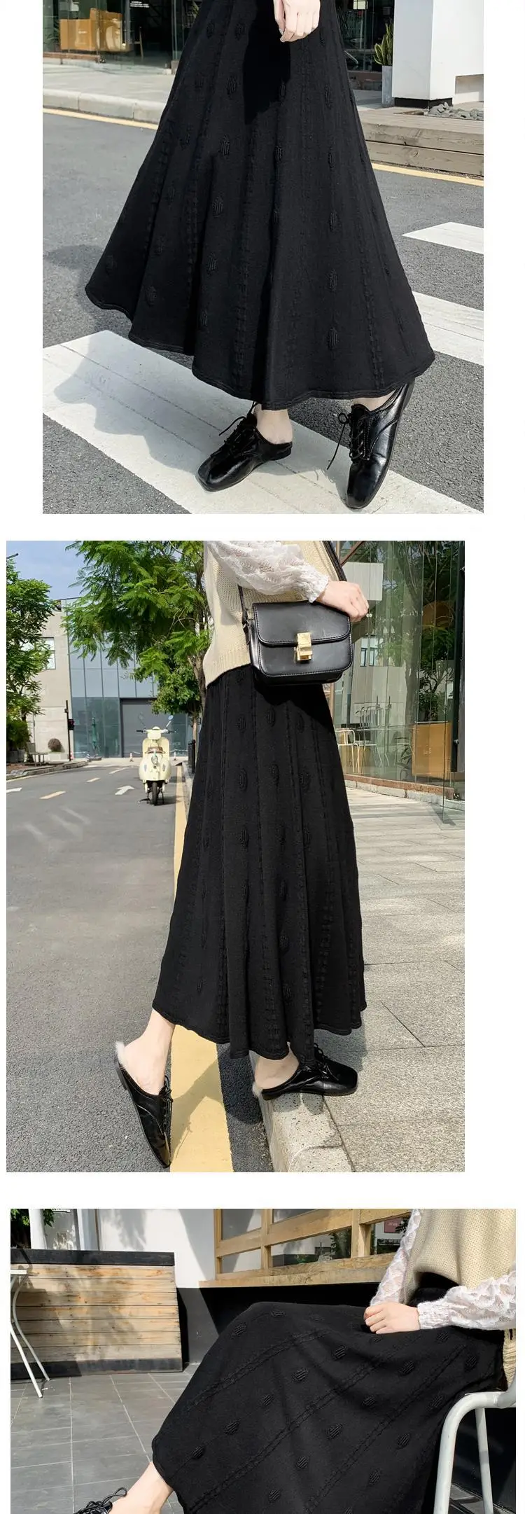 Women Thickened Knitted Skirt Winter Warm Solid Color — feature 14