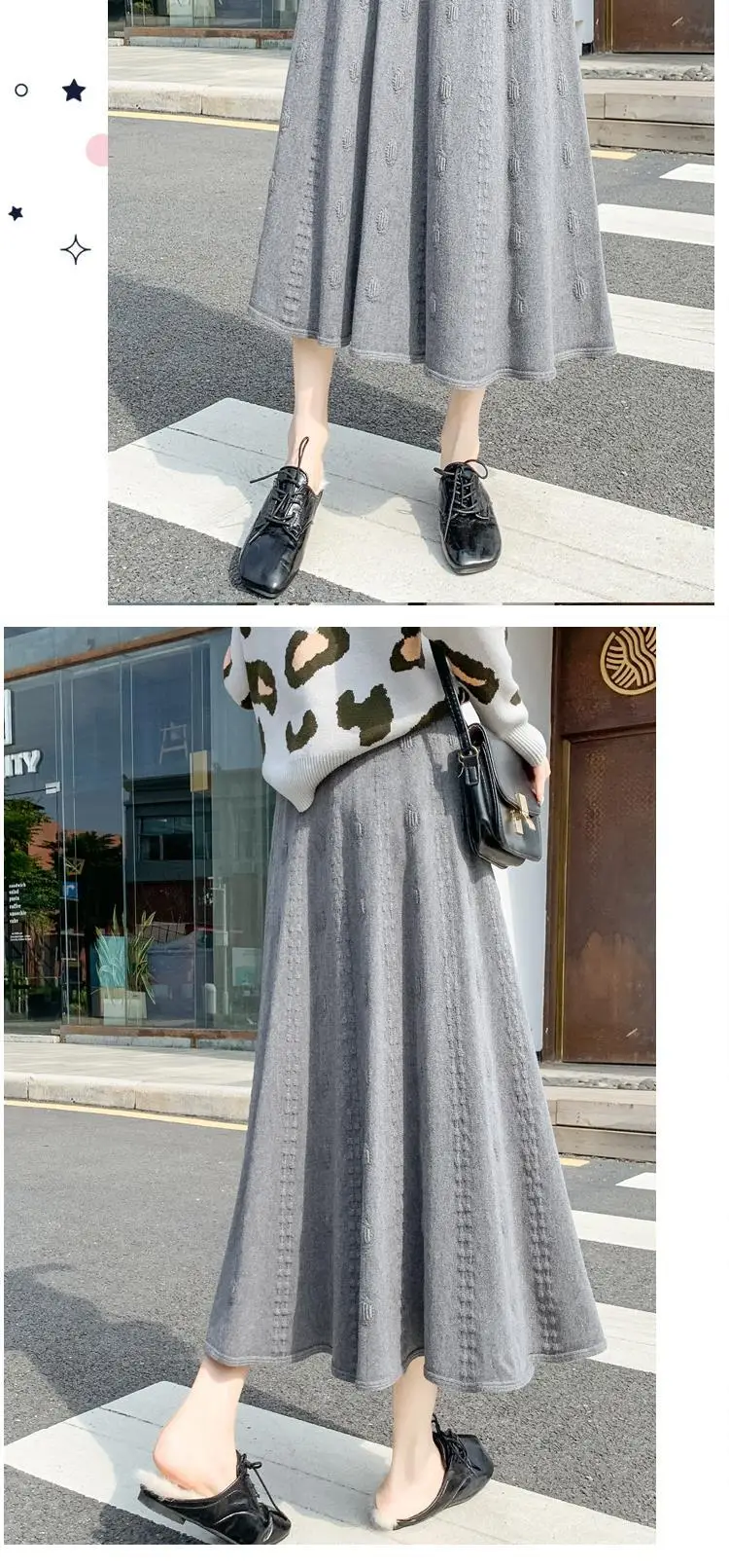 Women Thickened Knitted Skirt Winter Warm Solid Color — feature 17