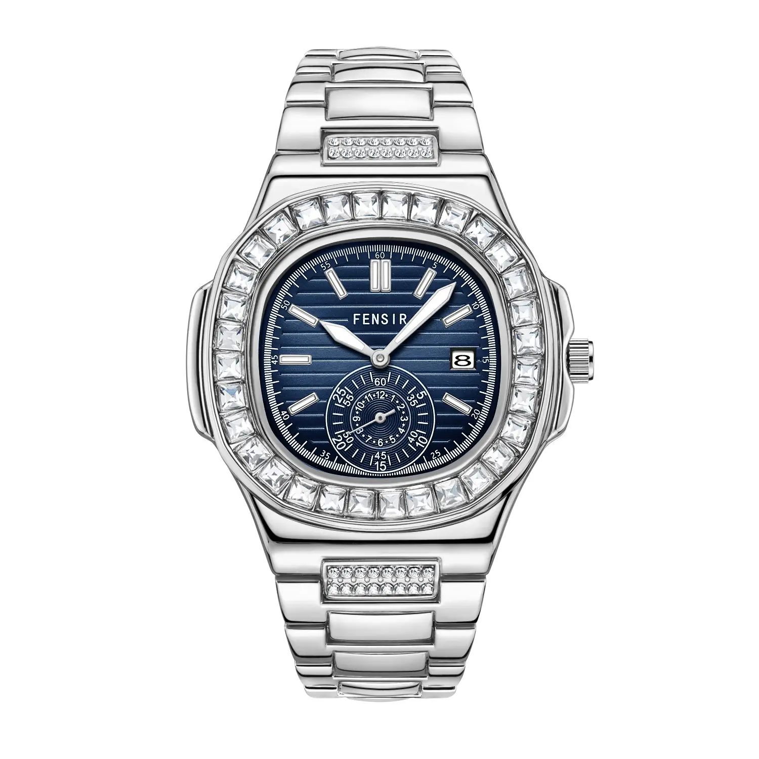 Fensir Cross-Border Diamond Watch Men Rose Gold 40mm