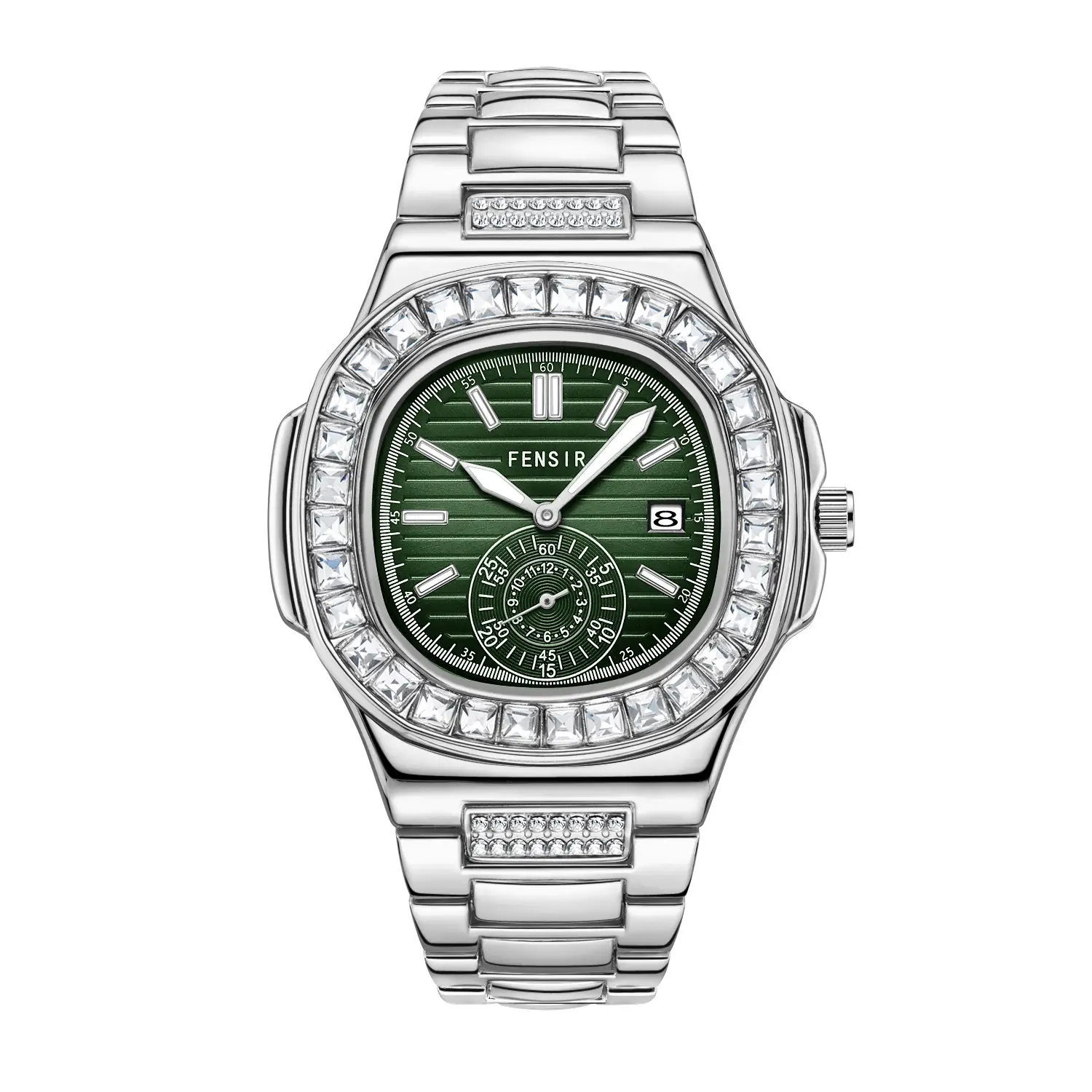 Fensir Cross-Border Diamond Watch Men Rose Gold 40mm