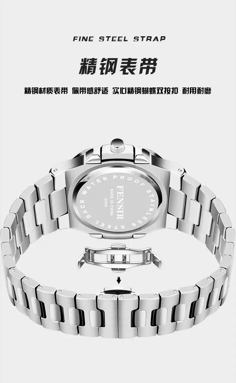 Fensir Cross-Border Diamond Watch Men Rose Gold 40mm — feature 10