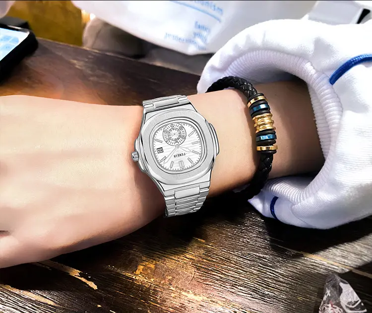 Fensir Cross-Border Diamond Watch Men Rose Gold 40mm — feature 15