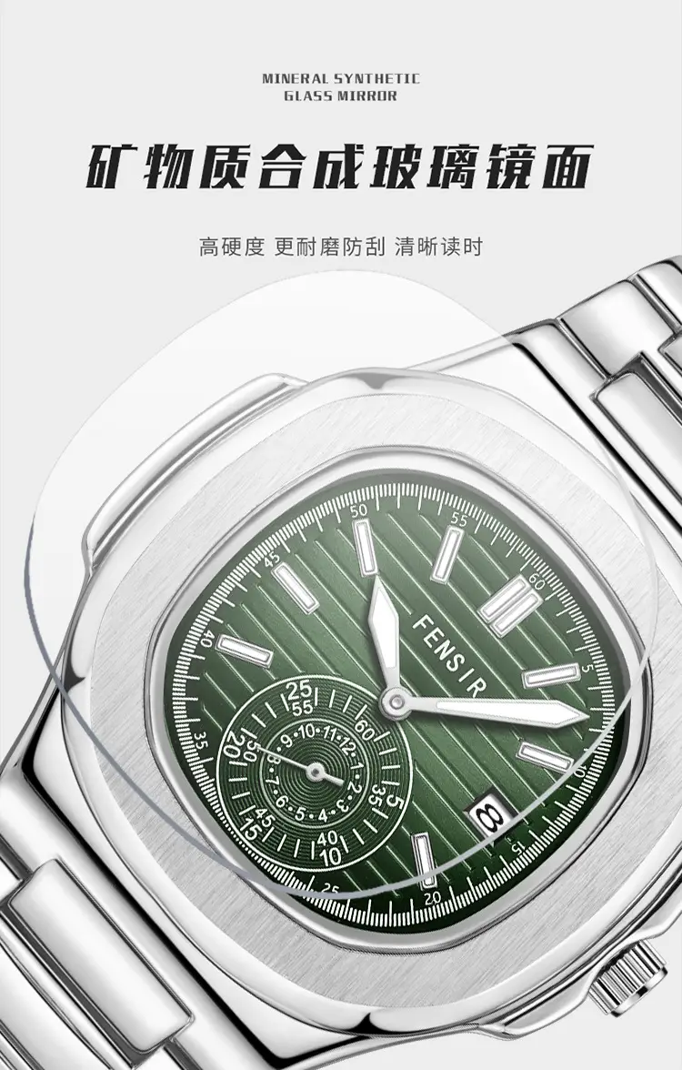 Fensir Cross-Border Diamond Watch Men Rose Gold 40mm — feature 7