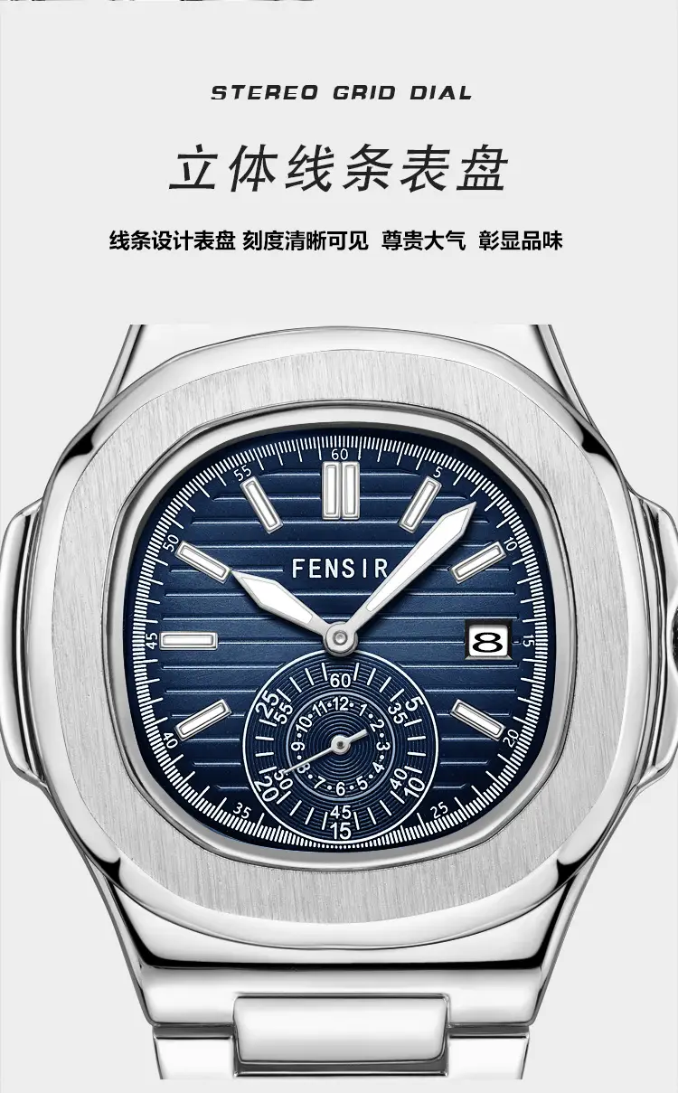 Fensir Cross-Border Diamond Watch Men Rose Gold 40mm — feature 8