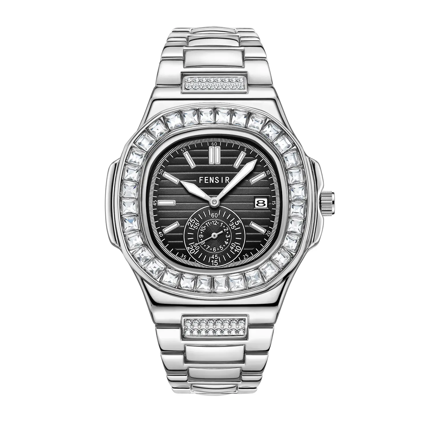Fensir Cross-Border Diamond Watch Men Rose Gold 40mm