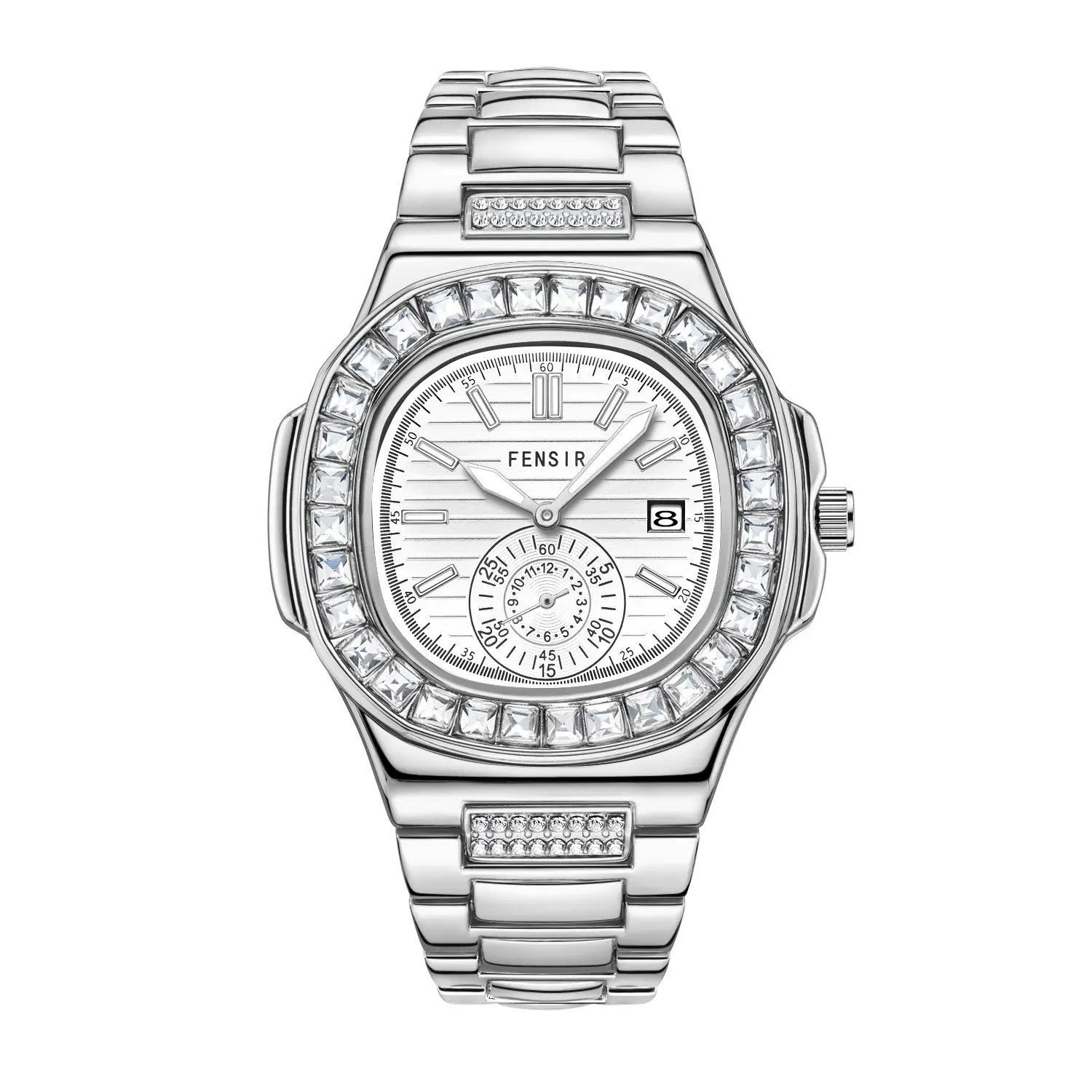 Fensir Cross-Border Diamond Watch Men Rose Gold 40mm
