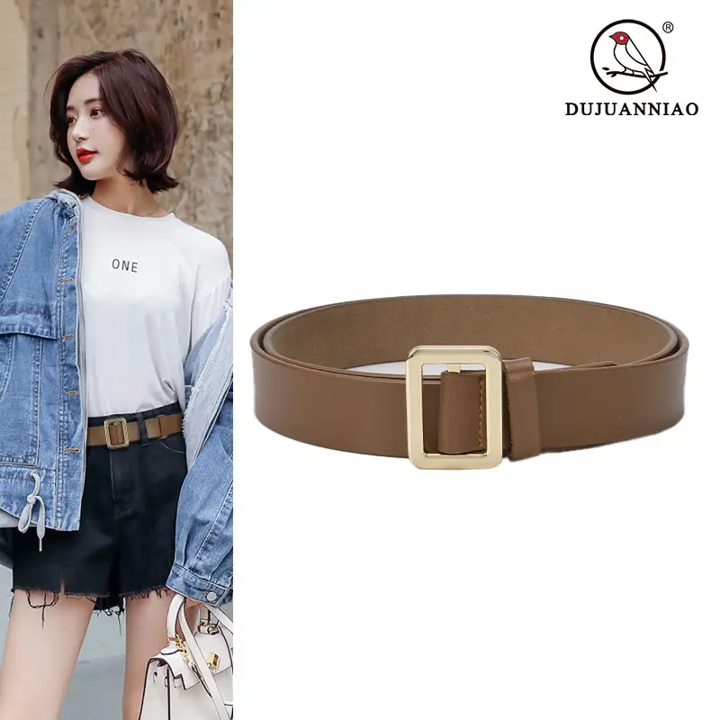 Red Korean Style Adjustable Belt with Hole-Free Buckle - Image 9