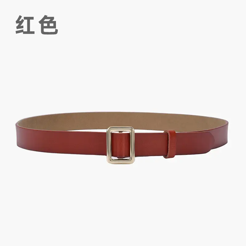 Red Korean Style Adjustable Belt with Hole-Free Buckle - Image 2
