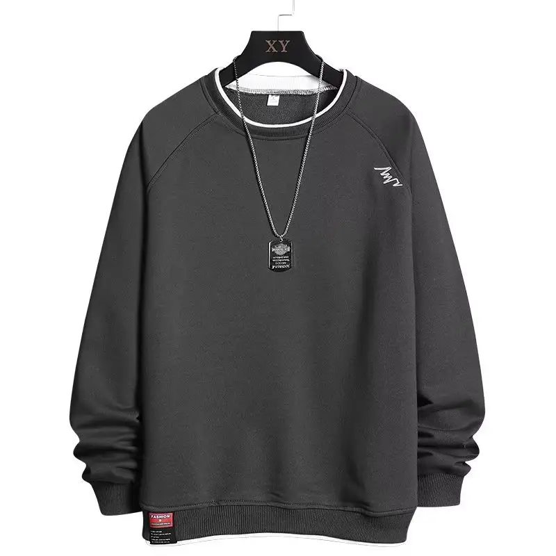 Men Winter Fleece Lined Sweater Black Round Neck Long Sleeve - Image 9