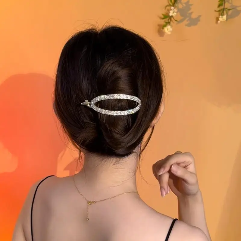 High-End Sparkling Hairpin Buckle Clip for Women