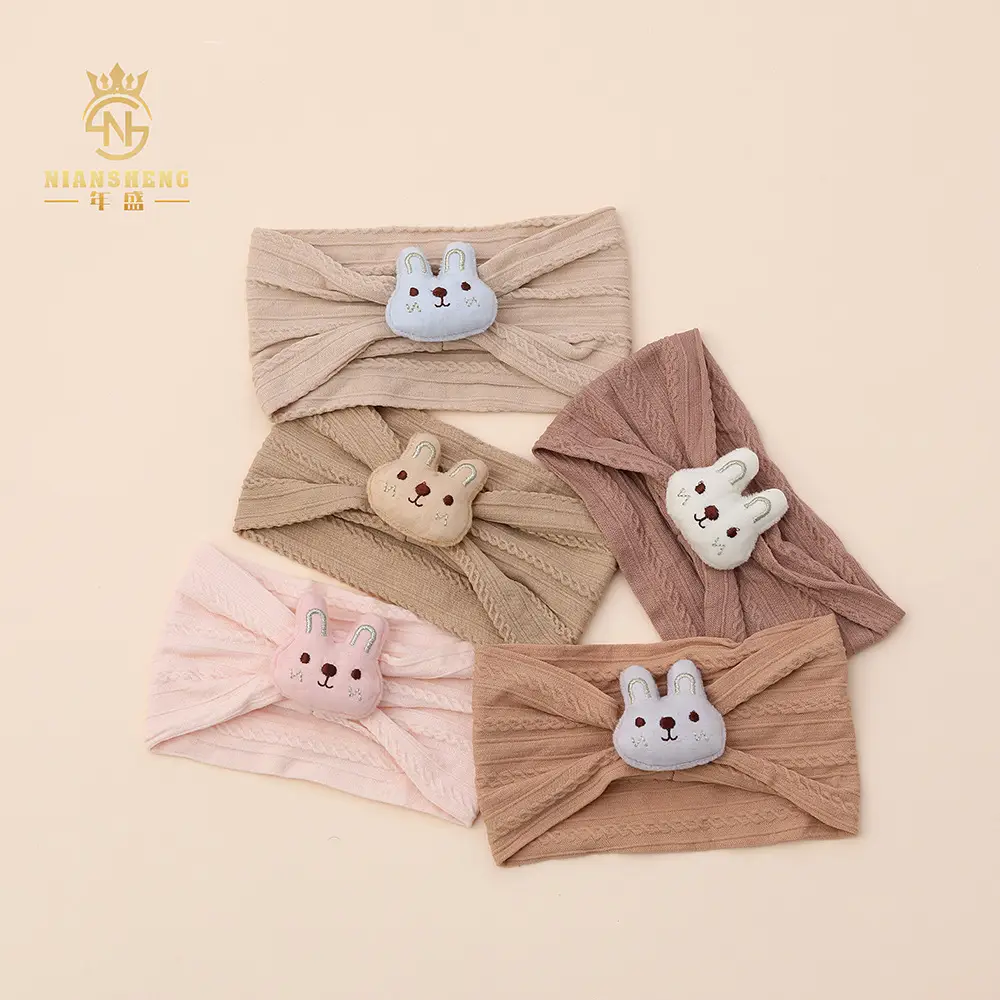 White Rabbit Elastic Baby Headband with Fontanelle - Image 7