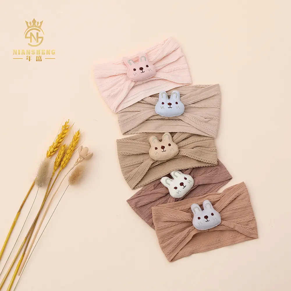 White Rabbit Elastic Baby Headband with Fontanelle - Image 8