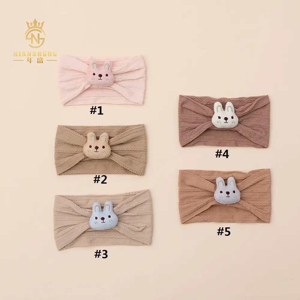 White Rabbit Elastic Baby Headband with Fontanelle — feature 1