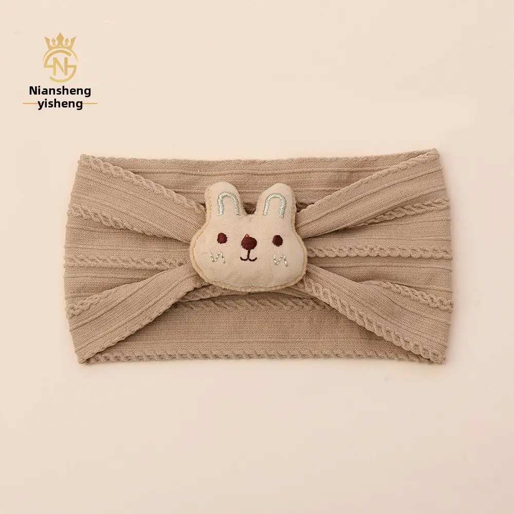 White Rabbit Elastic Baby Headband with Fontanelle - Image 2