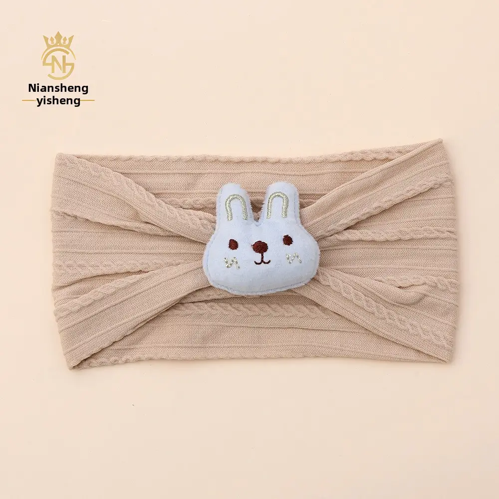 White Rabbit Elastic Baby Headband with Fontanelle - Image 3